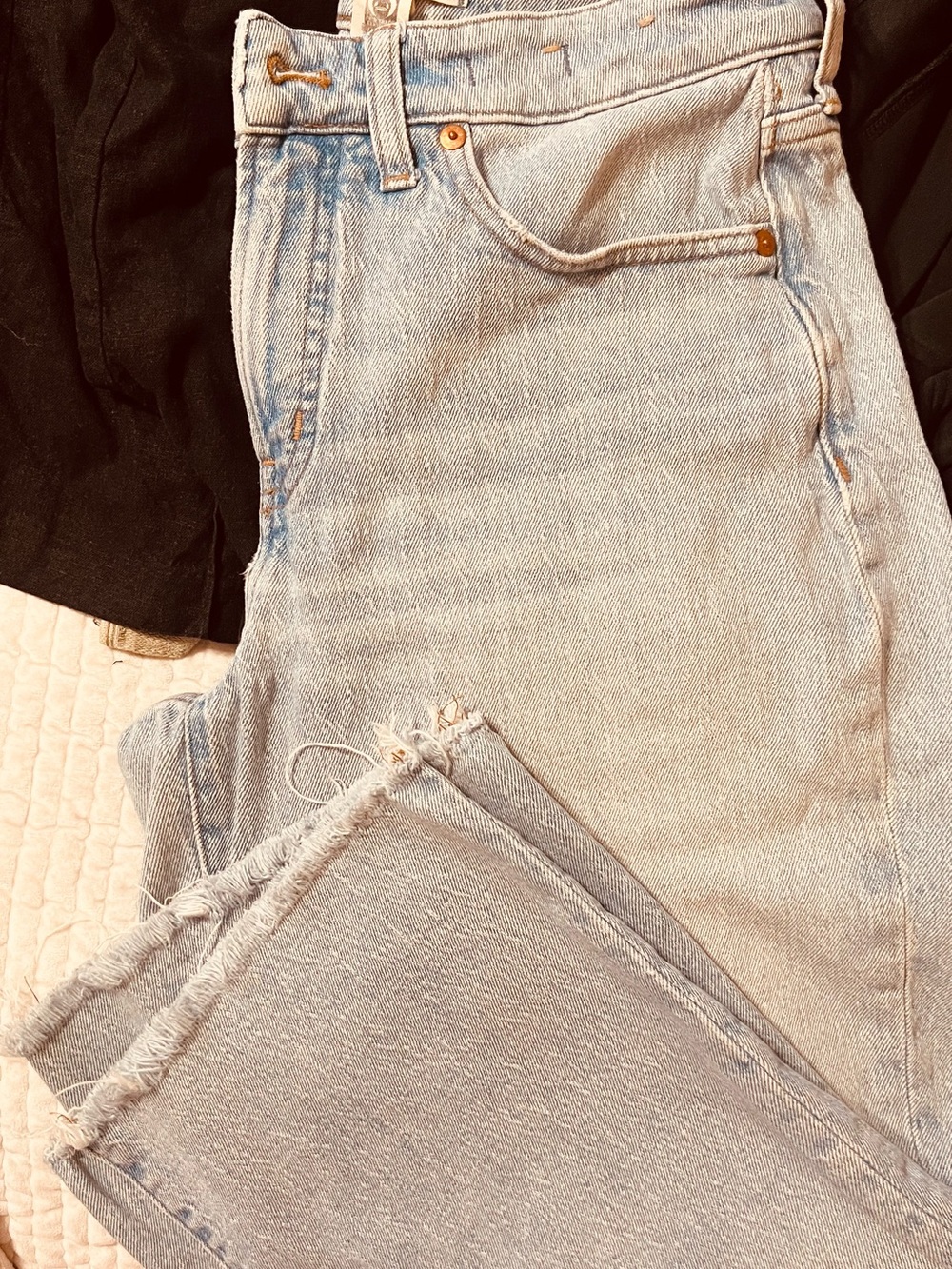 Madewell Light Blue Frayed Hem Ankle Jeans